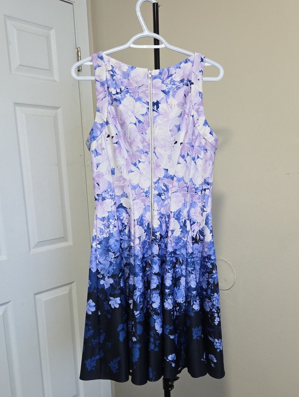 Gabby Skye Lavender and Navy Floral Ombre Fit & Flare Midi Dress - Picture 5 of 6